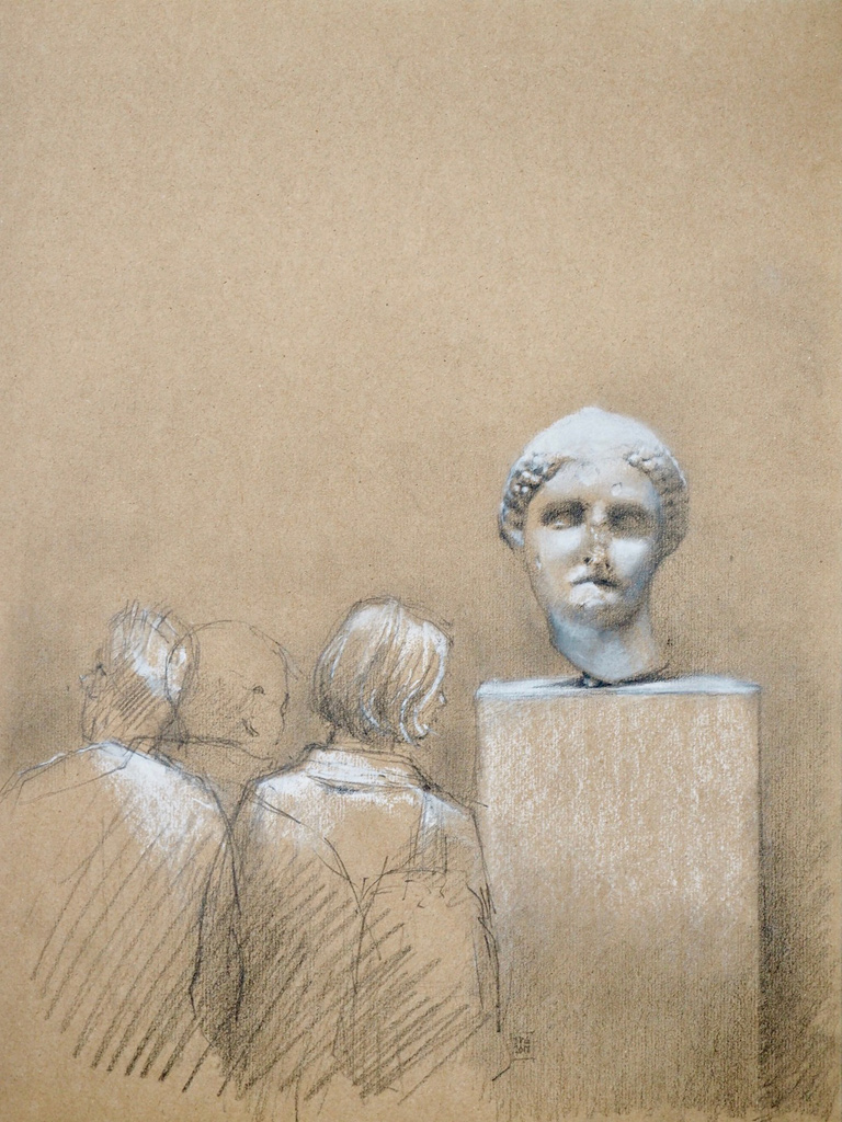 In the British Museum, pencil and chalk
