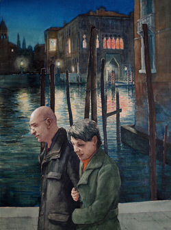 Venice at Night, watercolour