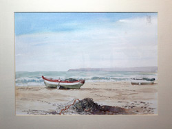 Boat, Beach, Zahara, Spain, watercolour
