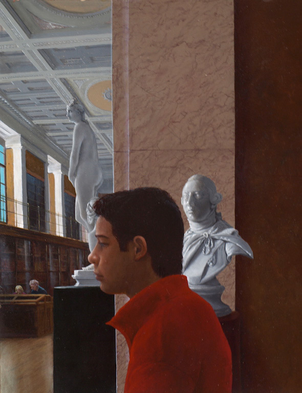 In The British Museum, oil on board