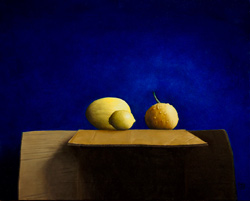 Melon, Lemon, Gourd; oil on canvas