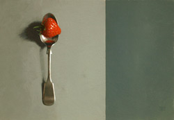 Strawberry Teaspoon, acrylic on board